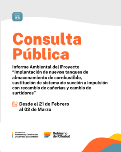 Consulta Pública Informe Ambiental de Proyecto denominado “Implantación de nuevos tanques de almacenamiento de combustible”